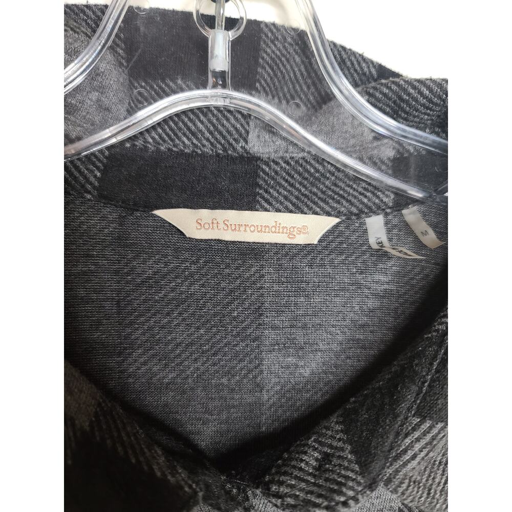 Soft Surroundings black grey buffalo plaid button down pullover dress - medium - Picture 2 of 6